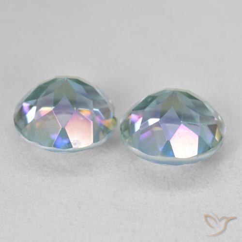Gemas de Cuarzo Místico Multicolor natural de 3.94 ct, Redondo, VVS