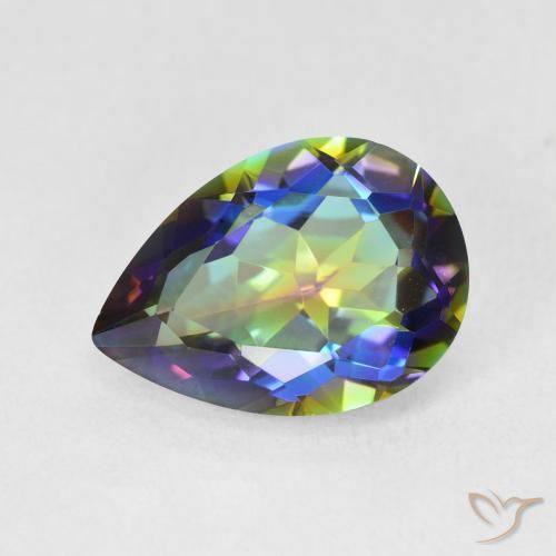4.82ct Natural Multicolor Cuarzo Místico, En forma de pera, VVS-VS