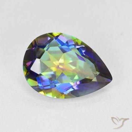 Cuarzo Místico Multicolor natural de 4.82 ct, En forma de pera, VVS-VS