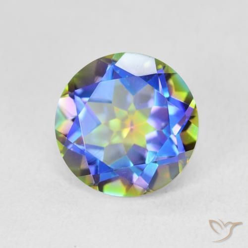 Cuarzo Místico Multicolor natural de 3.67 ct, Redondo, VVS-VS