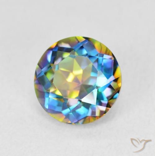Cuarzo Místico Multicolor natural de 1.99 ct, Redondo, VVS-VS