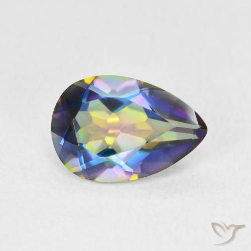 Cuarzo Místico Multicolor natural de 1.82 ct, En forma de pera, VS