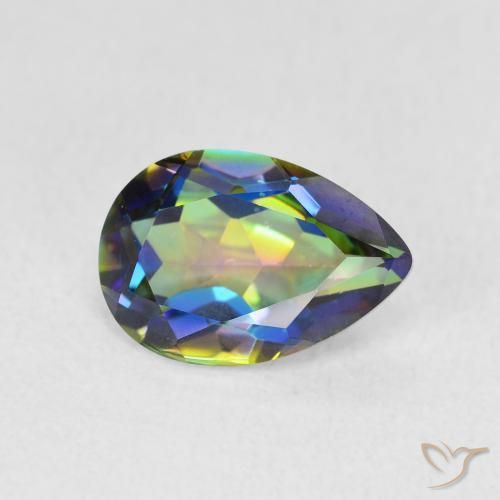 Cuarzo Místico Multicolor natural de 1.89 ct, En forma de pera, VVS
