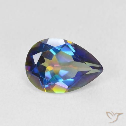 Cuarzo Místico Multicolor natural de 1.75 ct, En forma de pera, VVS
