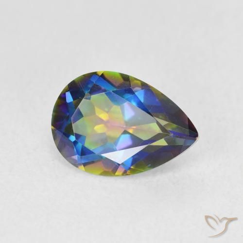 Cuarzo Místico Multicolor natural de 1.84 ct, En forma de pera, VVS