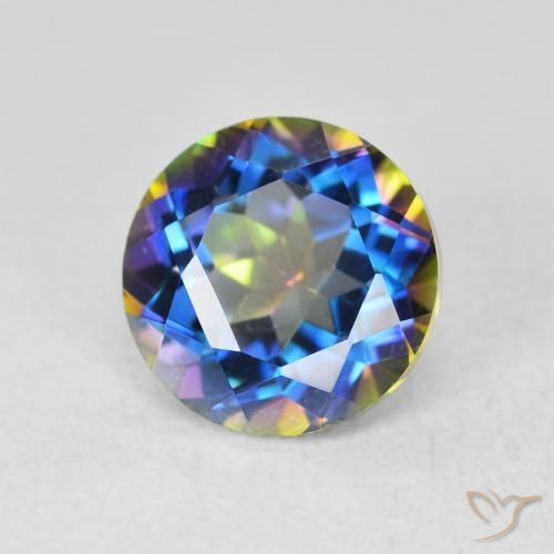 Cuarzo Místico Multicolor natural de 2.00 ct, Redondo, VVS