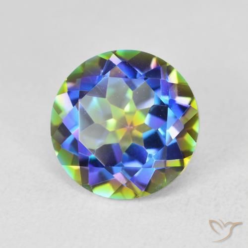 Cuarzo Místico Multicolor natural de 3.47 ct, Redondo, VVS