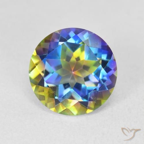 3.55ct Natural Multicolor Cuarzo Místico, Redondo, VVS