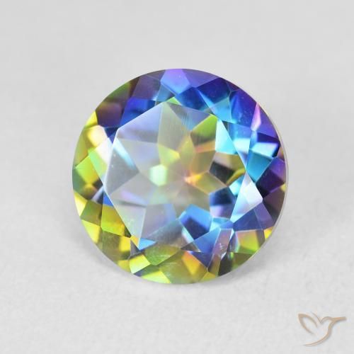 Cuarzo Místico Multicolor natural de 3.55 ct, Redondo, VVS