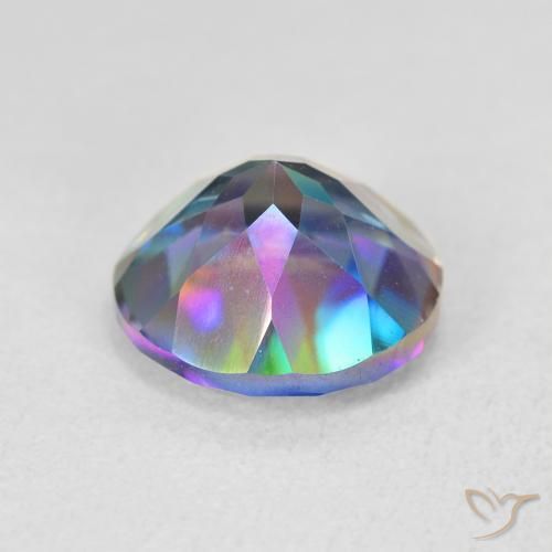 Cuarzo Místico Multicolor natural de 3.55 ct, Redondo, VVS