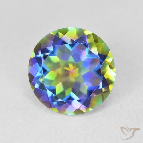 3.43ct Natural Multicolor Cuarzo Místico, Redondo, VVS