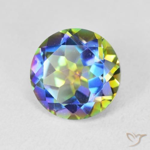 Cuarzo Místico Multicolor natural de 3.43 ct, Redondo, VVS