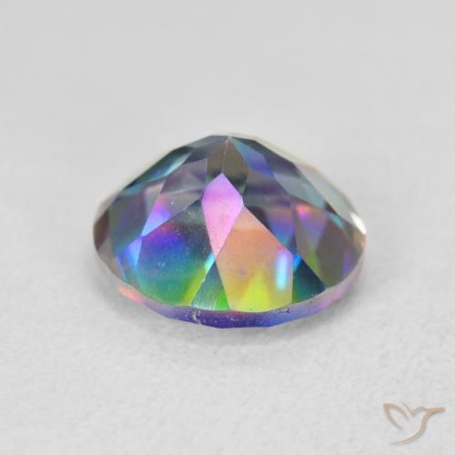 Cuarzo Místico Multicolor natural de 3.43 ct, Redondo, VVS