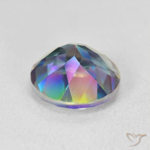Cuarzo Místico Multicolor natural de 3.59 ct, Redondo, VVS
