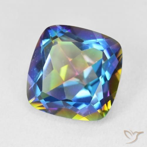 Cuarzo Místico Multicolor natural de 6.80 ct, Forma Cojín, VVS