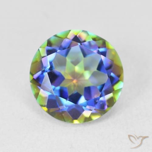 3.51ct Natural Multicolor Cuarzo Místico, Redondo, VVS