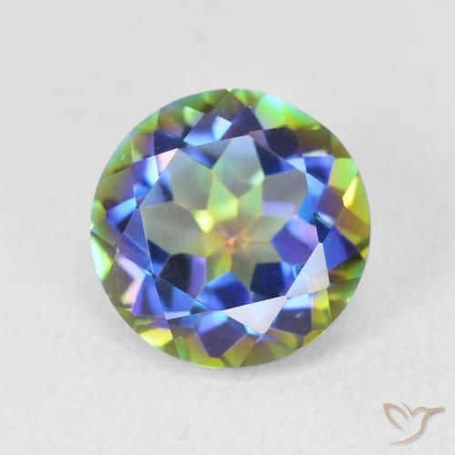Cuarzo Místico Multicolor natural de 3.51 ct, Redondo, VVS