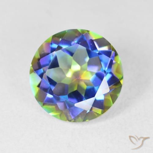 Cuarzo Místico Multicolor natural de 3.62 ct, Redondo, VVS