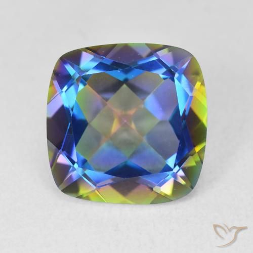 6.64ct Natural Multicolor Cuarzo Místico, Forma Cojín, VVS