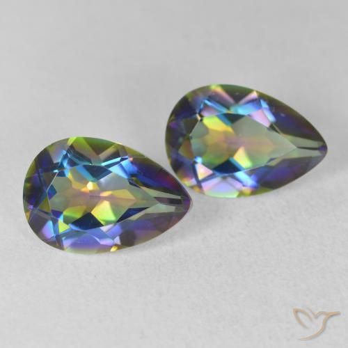 Gemas de Cuarzo Místico Multicolor natural de 3.65 ct, En forma de pera, VVS-VS