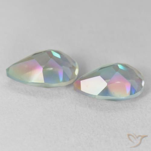 Gemas de Cuarzo Místico Multicolor natural de 3.65 ct, En forma de pera, VVS-VS