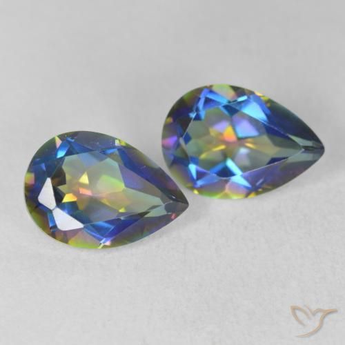 Gemas de Cuarzo Místico Multicolor natural de 3.58 ct, En forma de pera, VVS-VS