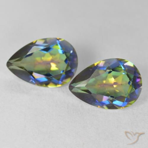 3.87ctw Natural Multicolor Cuarzo Místico, En forma de pera, VVS-VS