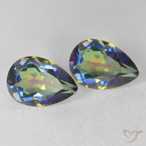 Gemas de Cuarzo Místico Multicolor natural de 3.87 ct, En forma de pera, VVS-VS