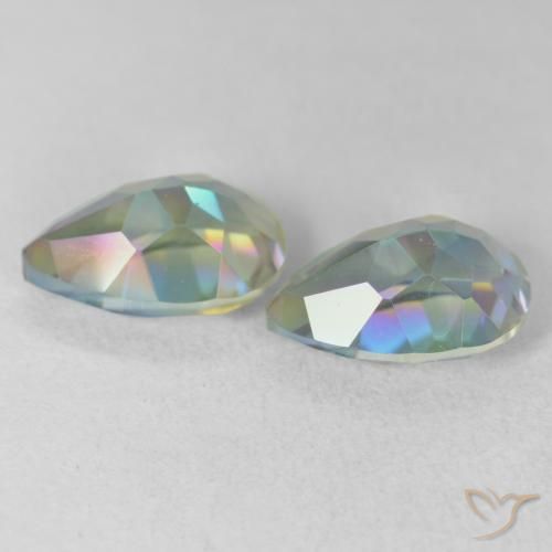Gemas de Cuarzo Místico Multicolor natural de 3.87 ct, En forma de pera, VVS-VS