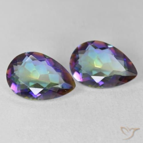 Gemas de Cuarzo Místico Multicolor natural de 3.16 ct, En forma de pera, VVS-VS