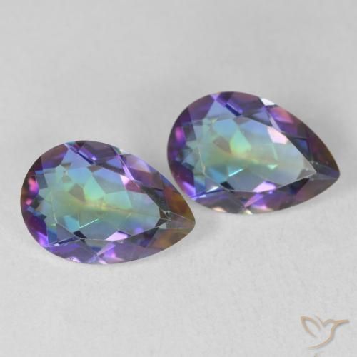 Gemas de Cuarzo Místico Multicolor natural de 3.40 ct, En forma de pera, VVS-VS