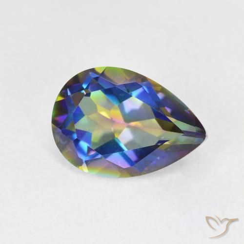 Cuarzo Místico Multicolor natural de 1.87 ct, En forma de pera, VVS