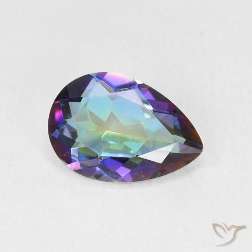 Cuarzo Místico Multicolor natural de 1.72 ct, En forma de pera, VVS-VS