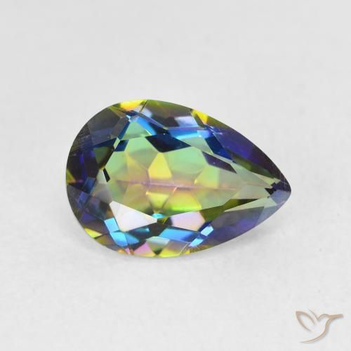 1.95ct Natural Multicolor Cuarzo Místico, En forma de pera, VVS-VS