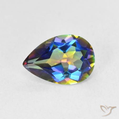 1.52ct Natural Multicolor Cuarzo Místico, En forma de pera, VVS-VS