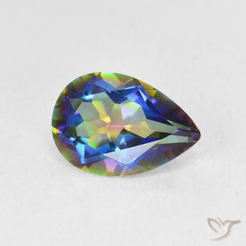 Cuarzo Místico Multicolor natural de 1.52 ct, En forma de pera, VVS-VS