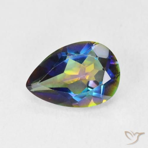 1.71ct Natural Multicolor Cuarzo Místico, En forma de pera, VVS-VS