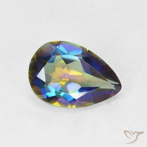 Cuarzo Místico Multicolor natural de 1.71 ct, En forma de pera, VVS-VS