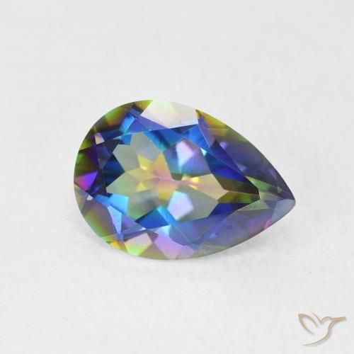 Cuarzo Místico Multicolor natural de 1.65 ct, En forma de pera, VVS-VS