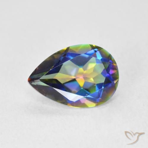 Cuarzo Místico Multicolor natural de 1.76 ct, En forma de pera, VVS-VS
