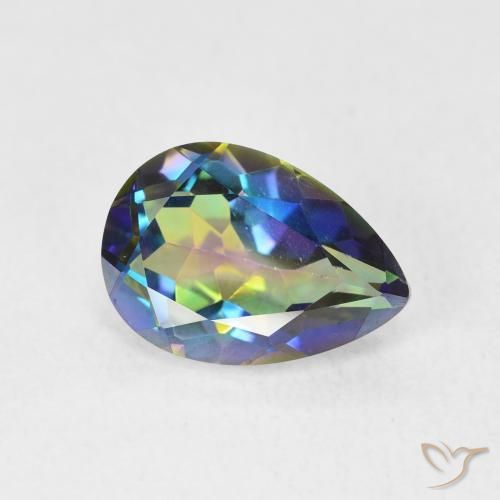 Cuarzo Místico Multicolor natural de 1.92 ct, En forma de pera, VVS-VS
