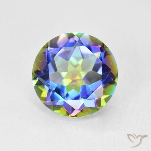 3.56ct Natural Multicolor Cuarzo Místico, Redondo, VVS-VS