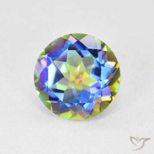 Cuarzo Místico Multicolor natural de 3.52 ct, Redondo, VVS-VS