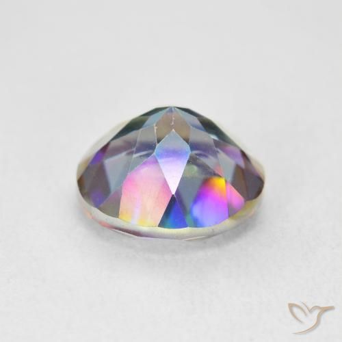 Cuarzo Místico Multicolor natural de 3.52 ct, Redondo, VVS-VS
