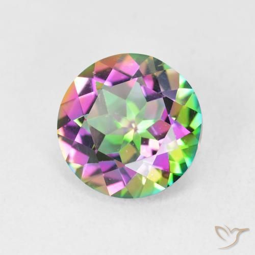 Cuarzo Místico Multicolor natural de 3.34 ct, Redondo, VVS-VS