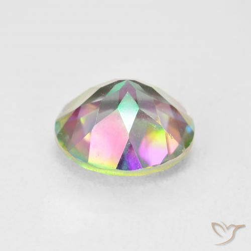 Cuarzo Místico Multicolor natural de 3.34 ct, Redondo, VVS-VS