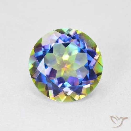 3.58ct Natural Multicolor Cuarzo Místico, Redondo, VVS-VS