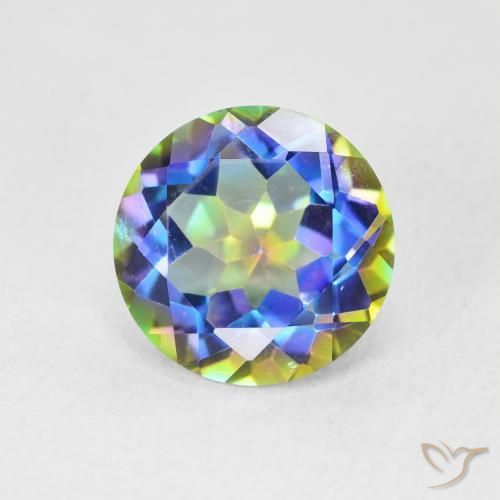 Cuarzo Místico Multicolor natural de 3.58 ct, Redondo, VVS-VS