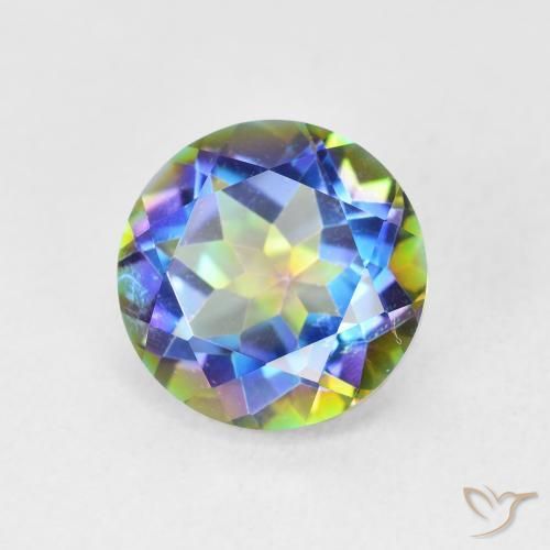 Cuarzo Místico Multicolor natural de 3.56 ct, Redondo, VVS-VS