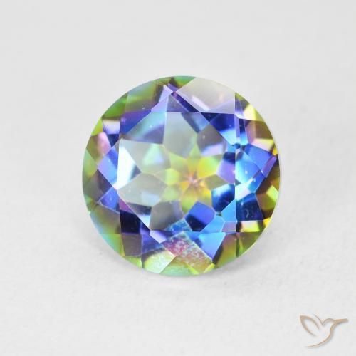 Cuarzo Místico Multicolor natural de 3.51 ct, Redondo, VVS-VS